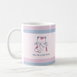 Caneca De Café Sim, eu sou uma Cat Mãe Rosa e Azul Striped
