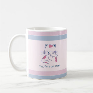Caneca De Café Sim, eu sou uma Cat Mãe Rosa e Azul Striped