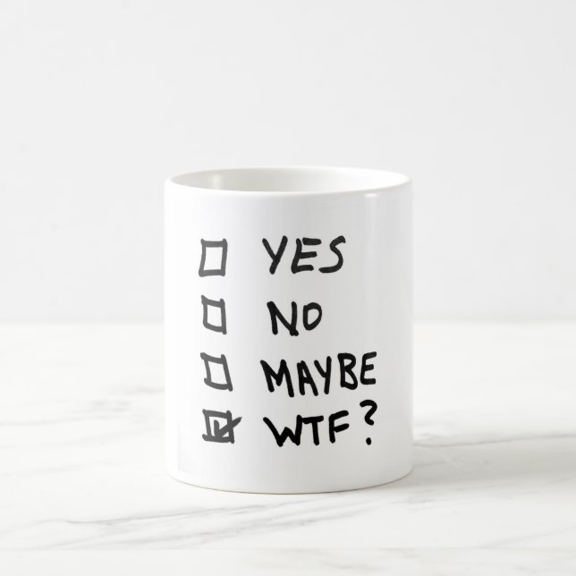 Caneca De Café Sim, não, talvez, WTF ao lado das caixas de (Centro)