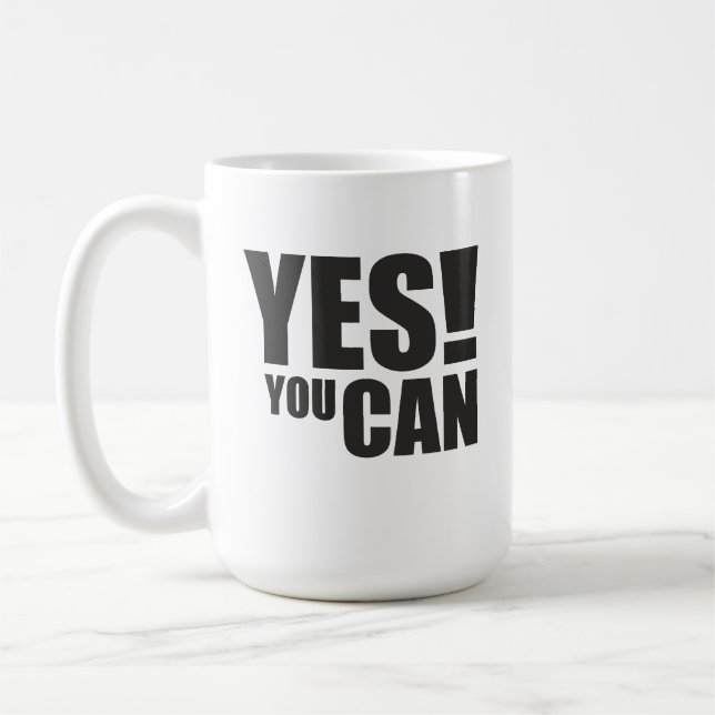 Caneca De Café SIM, VOCÊ PODE - Design de Cotação Positiva Motiva (Esquerda)