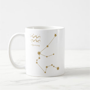 Caneca De Café Símbolo Aquarius Star Constelação Dourada