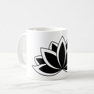 Caneca De Café Símbolo budista branco preto original - flor de l