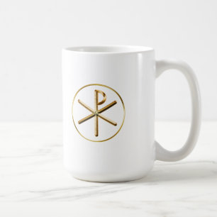 Caneca De Café Símbolo Chi-Rho Dourado