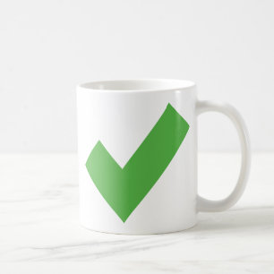 CANECA DE CAFÉ SÍMBOLO CORRETO DE VERIFICAÇÃO VERDE