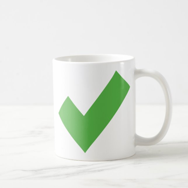 CANECA DE CAFÉ SÍMBOLO CORRETO DE VERIFICAÇÃO VERDE (Direita)