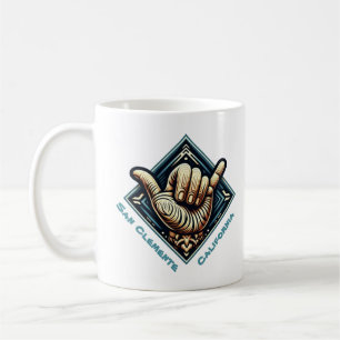 Caneca De Café Símbolo da Mão de Surfer