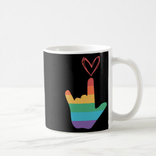 Caneca De Café Símbolo de Amor Arco-íris ASL Surdo