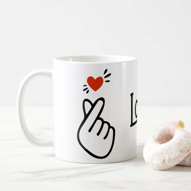 Caneca De Café Símbolo de Amor Coreano Moderno (Com Donut)