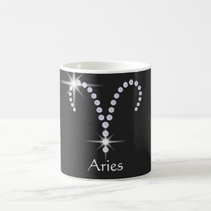 Caneca De Café Símbolo de Aries Sparkly Diamantes