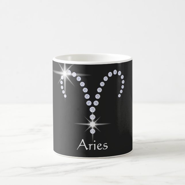 Caneca De Café Símbolo de Aries Sparkly Diamantes (Centro)
