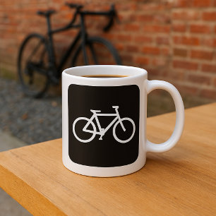 Caneca De Café Símbolo de Bicicleta Minimalista Preta e Branca