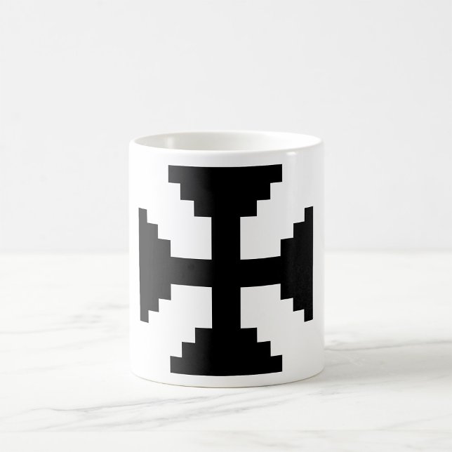 Caneca De Café Símbolo de Cruz Preta de Arte Pixel (Criador carregado)