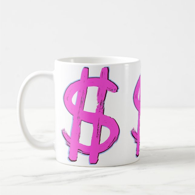 Caneca De Café Símbolo de Dólar Rosa (Esquerda)