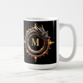 Caneca De Café 🐉 Símbolo de Dragão de Fantasia com Nome Personal