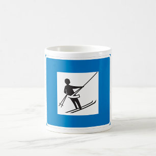 Caneca De Café Símbolo de elevação de esqui minimalista com borda
