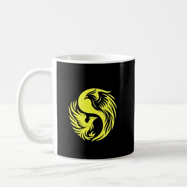 Caneca De Café Símbolo de Fênix Dupla • Identidade de Renasciment (Esquerda)
