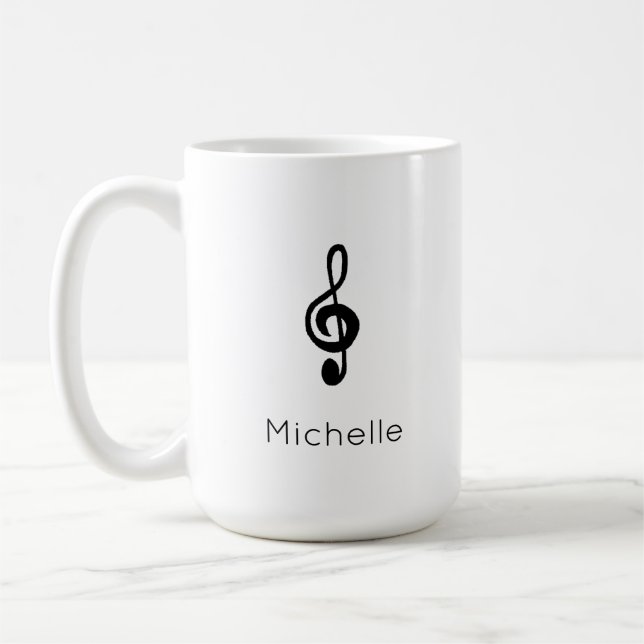 Caneca De Café Símbolo de música Treble Clef Black White (Esquerda)