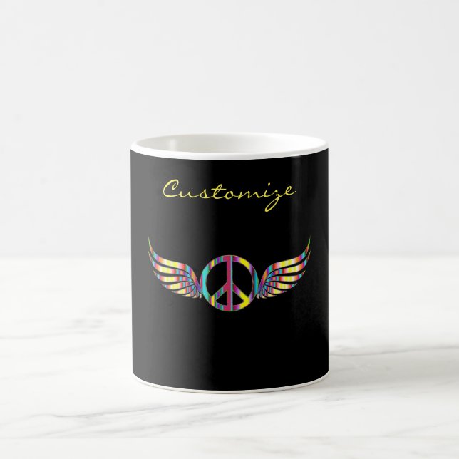 Caneca De Café Símbolo de Paz Hippie Winged Thunder_Cove (Centro)