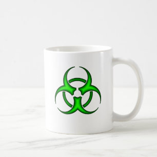 Caneca De Café Símbolo de perigo biológico neon verde Mug