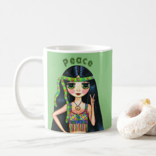 Caneca De Café Símbolo de Pintinho Psychedelic Hippie Peace Head