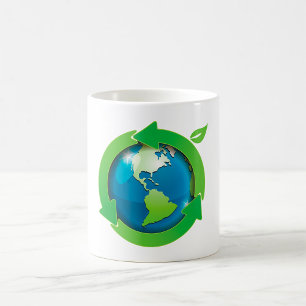 Caneca De Café Símbolo de Reciclagem Terra Amiga do Meio Ambiente
