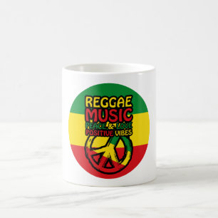 Caneca De Café Símbolo de Reggae e Paz com citações positivas