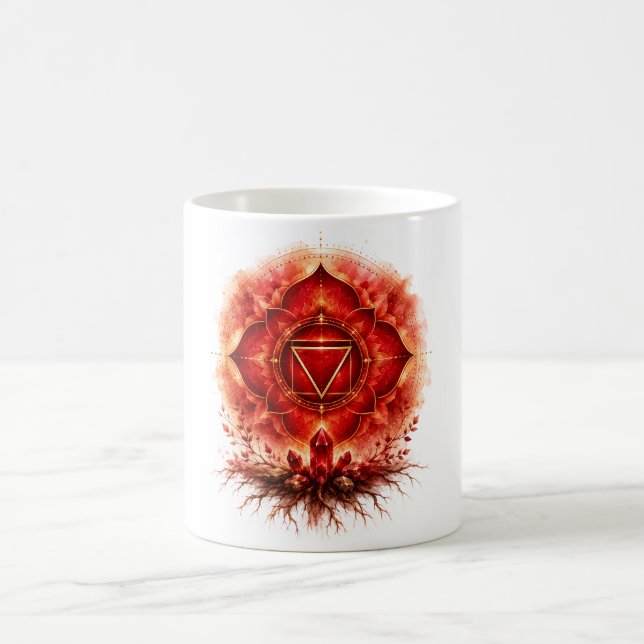 Caneca De Café Símbolo do Chakra Raiz Raízes Brilhantes (Centro)