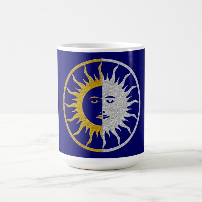 Caneca De Café Símbolo do SOL & da LUA - prata do ouro (Centro)
