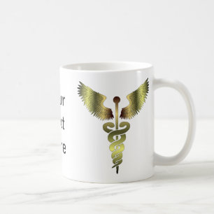 Caneca De Café Símbolo Dourado Caduceus