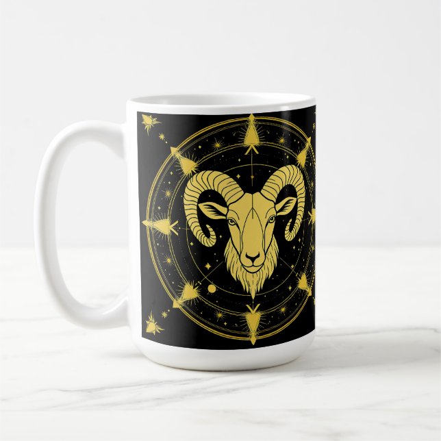 Caneca De Café Símbolo Dourado do Zodíaco de Áries (Esquerda)