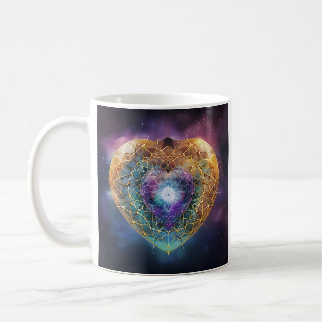 Caneca De Café símbolo espiritual de amor cardíaco cósmico (Esquerda)