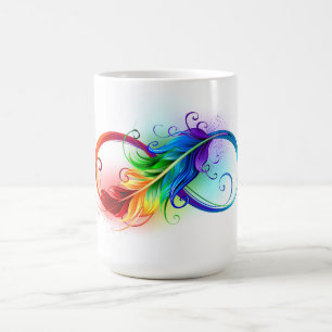 Caneca De Café Símbolo Infinito com Pena Arco-Íris