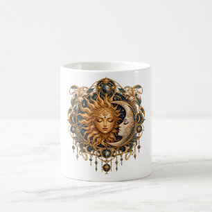 Caneca De Café Símbolo Místico Art Nouveau do Sol e da Lua Celest
