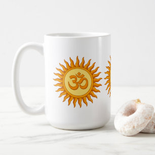Caneca De Café Símbolo Om no Design hindu espiritual solar radian
