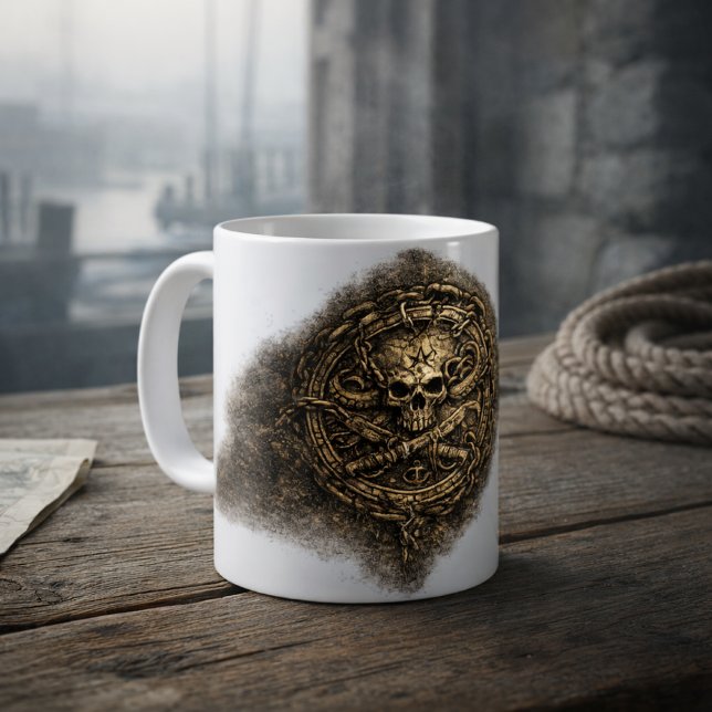 Caneca De Café Símbolo Pirata da Moeda Amaldiçoada (Criador carregado)