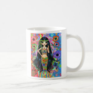 Caneca De Café Símbolo Psicodélico Hippie Mermaid Girl Doll Pea