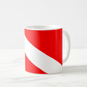 Caneca De Café símbolo vermelho de mergulho diagonal dos mergulh