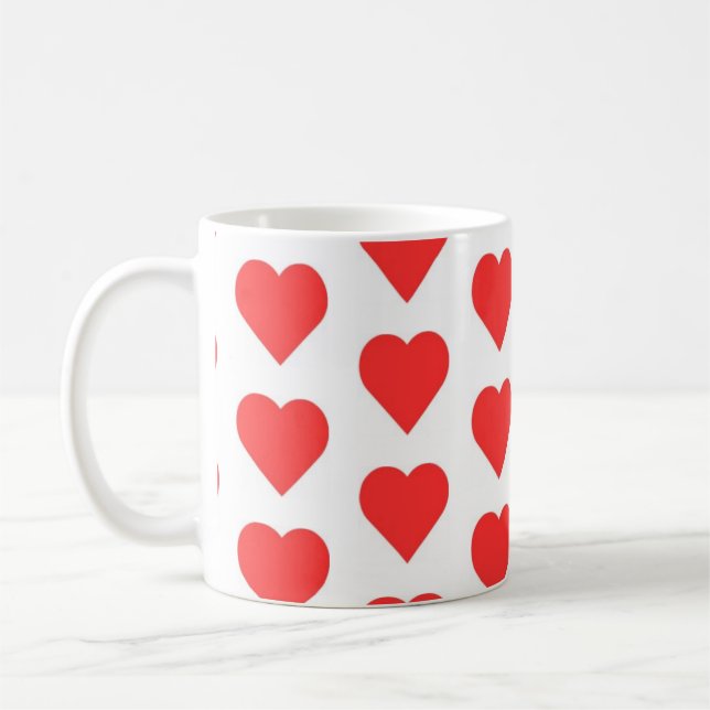 Caneca De Café símbolo vermelho do coração impresso (Esquerda)