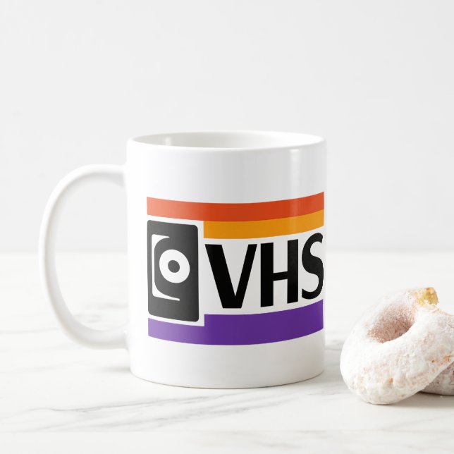 Caneca de Café Símbolo VHS Retro - 80s 90s (Com Donut)