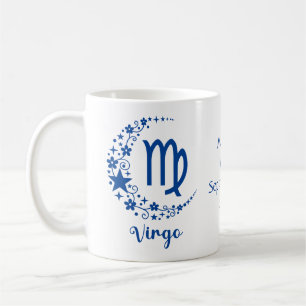 Caneca De Café Símbolo Virgo Zodiac Astrologia Aniversário Azul B
