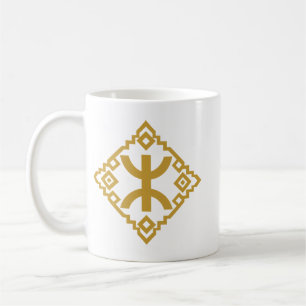 Caneca De Café Símbolo Yaz Amazigh Emblema Geométrico Dourado