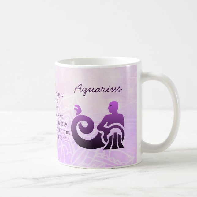 Caneca De Café Símbolo Zodiac Aquário Purple Astrologia Símbolo (Direita)