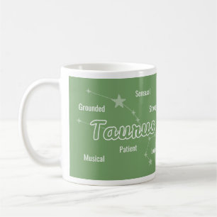 Caneca De Café Símbolo Zodiac - Astrologia Rosa Verde Taurus
