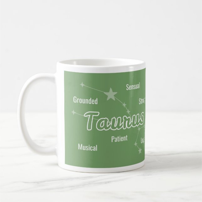 Caneca De Café Símbolo Zodiac - Astrologia Rosa Verde Taurus (Esquerda)