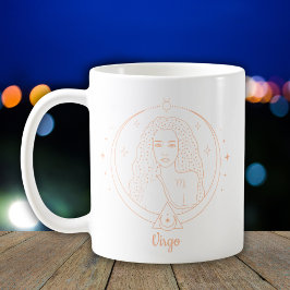 Caneca De Café Símbolo Zodiac de Virgo de Pessegueira de Cor Edit