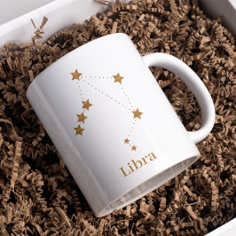 Caneca De Café Símbolo Zodiac Moderno Dourado Libra | Ar de eleme