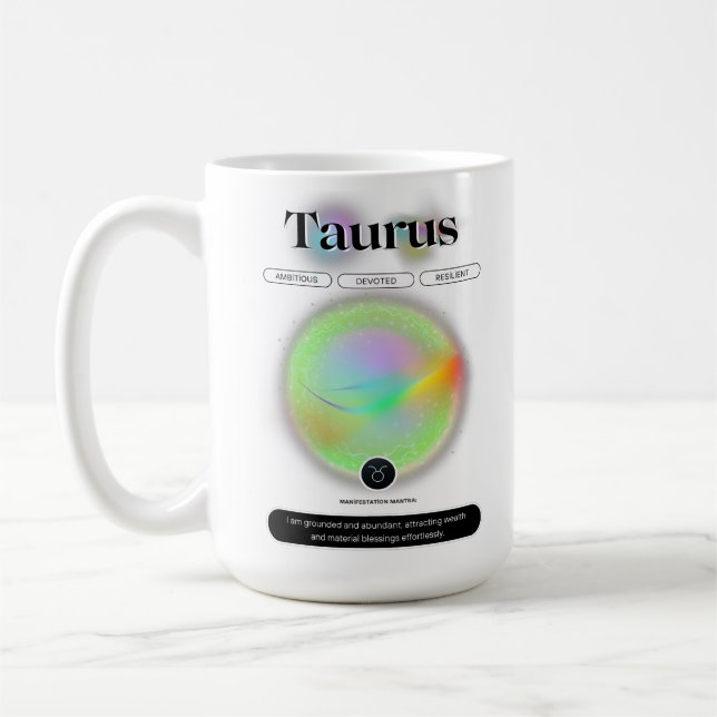 Caneca De Café Símbolo Zodiac Moderno Taurus Cita Elemento da Ter (Esquerda)