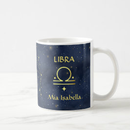 Caneca De Café Símbolo Zodíaco Libra e Gato Celestial