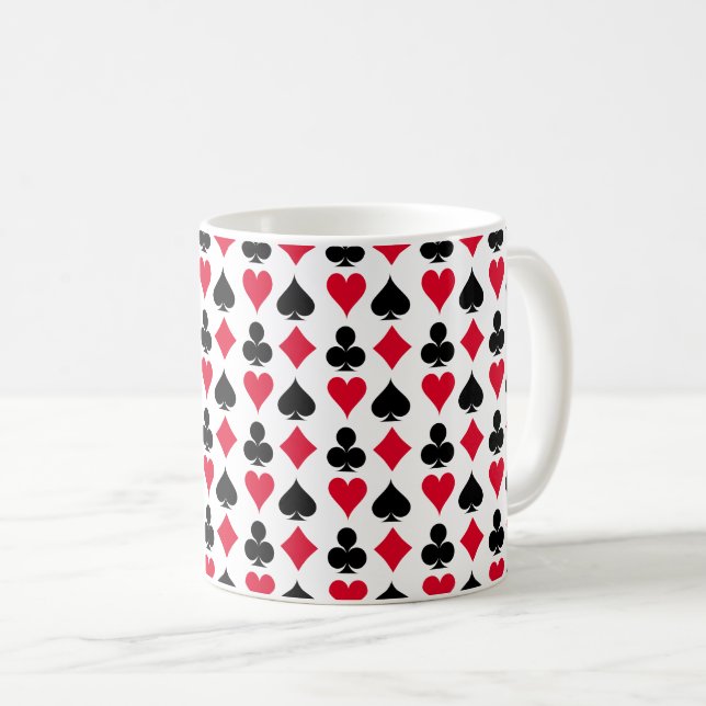 Caneca De Café Símbolos de cartas de reprodução (Frente Esquerda)