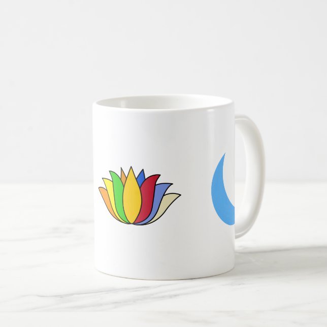 Caneca De Café Símbolos de Yoga de Autorealização (Frente Esquerda)